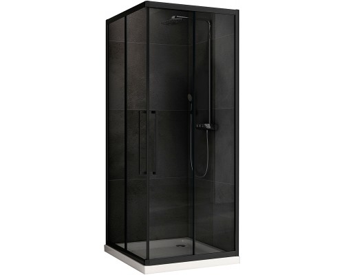 Душевой уголок Abber Schwarzer Diamant 80x80 профиль Черный стекло тонированное