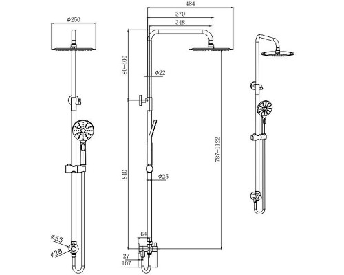 Душевая система Aquatek AQ2046MB Черная матовая