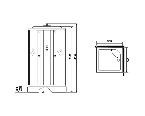 Душевая кабина Niagara Eco 90x90 E90/26Q/TN без гидромассажа