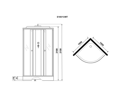 Душевая кабина Niagara Eco 100x100 E100/13/MT без гидромассажа