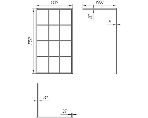Душевая перегородка Paini 110 PAINI-WalkIN110G профиль Черный матовый стекло прозрачное