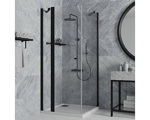 Душевой уголок Paini Cox 90x90 78YO9090 профиль Черный матовый стекло прозрачное