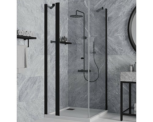 Душевой уголок Paini Cox 90x90 78YO9090 профиль Черный матовый стекло прозрачное