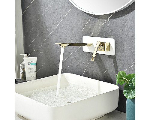 Смеситель для раковины Lemark Mista LM6426WG Белый Золото