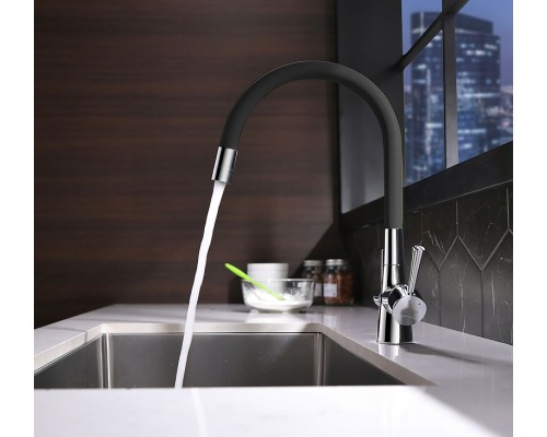 Смеситель для кухни Lemark Comfort Хром Черный