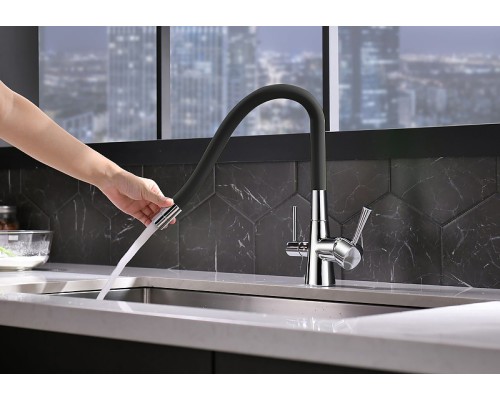 Смеситель для кухни Lemark Comfort Хром Черный