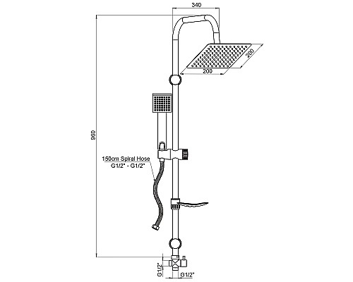 Душевая система GPD DST19-3-S Черная матовая