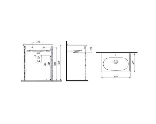 Раковина Bien Ferra 70 FELK070B1FD1W5000 Белая