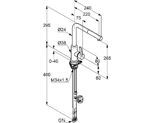 Смеситель для кухни Kludi L-ine S 408513975 Черный матовый