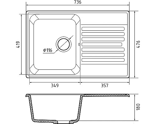 Кухонная мойка GranFest Quarz GF-Z78 Темно-серая