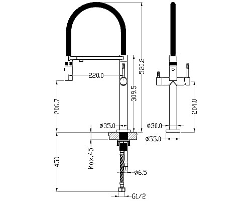 Смеситель для кухни Boheme Uno 115-SGM Оружейная сталь глянцевая
