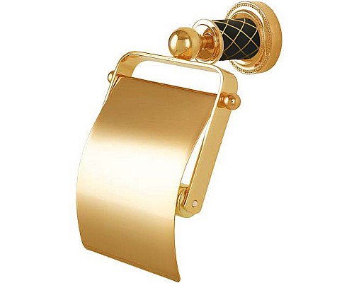 Держатель туалетной бумаги Boheme Murano 10901-B-G с крышкой Золото Черный