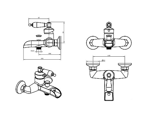 Смеситель для ванны Boheme Vogue 203-MR-B Бронза