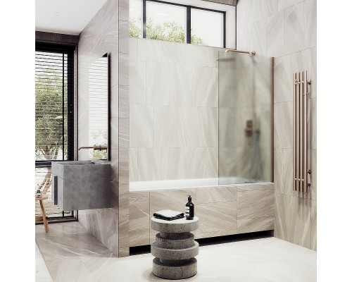 Шторка на ванну Maybah Glass MGV-91-2ш 500x1400 в широком профиле Бронза стекло сатиновое