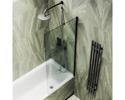 Шторка на ванну Maybah Glass MGV-92-6ш 600x1400 в широком профиле Черный стекло сатиновое