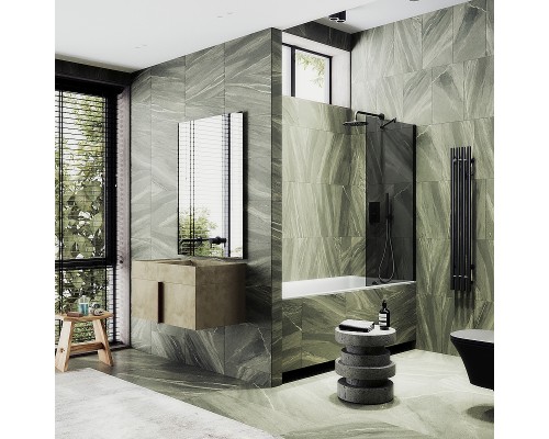 Шторка на ванну Maybah Glass MGV-82-6ш 800x1400 в широком профиле Черный стекло графитовое