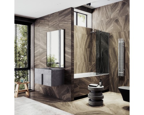 Шторка на ванну Maybah Glass MGV-82-5ш 800x1400 в широком профиле Хром матовый стекло графитовое