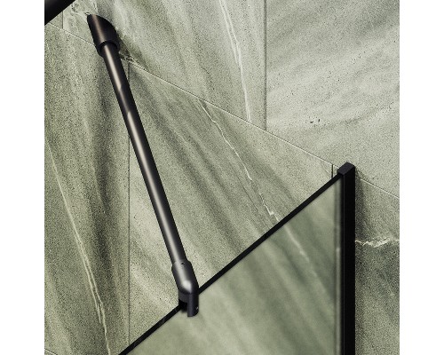 Шторка на ванну Maybah Glass MGV-132-6у 440x1400 в узком профиле Черный стекло сатиновое