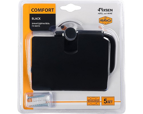 Держатель туалетной бумаги Fixsen Comfort Black FX-86010 с крышкой Черный матовый