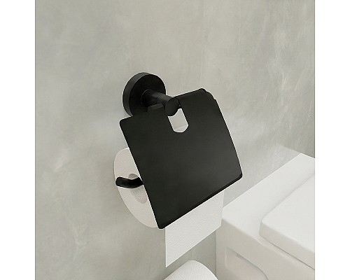 Держатель туалетной бумаги Fixsen Comfort Black FX-86010 с крышкой Черный матовый