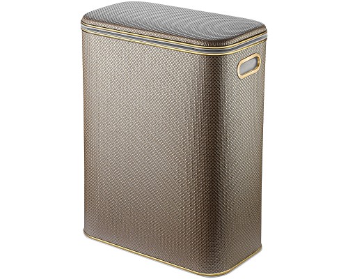 Корзина для белья Geralis RBG-B Ромб Бежевая темная, кант Золото, стандартная