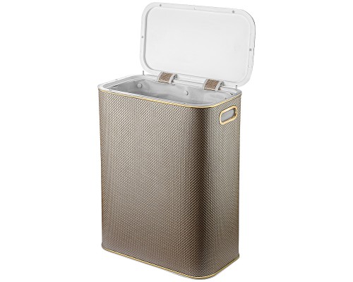 Корзина для белья Geralis RBG-B Ромб Бежевая темная, кант Золото, стандартная