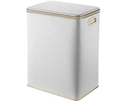 Корзина для белья Geralis PWG-S Punto Белая, кант Золото, большая