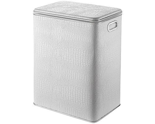 Корзина для белья Geralis KWH-S Croco Белая, кант Хром, большая