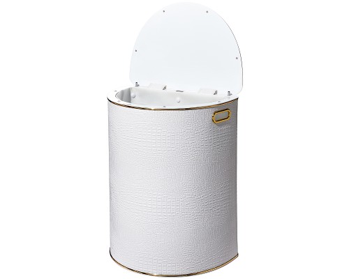 Корзина для белья Geralis KWG-O Croco Белая, кант Золото, полукруглая