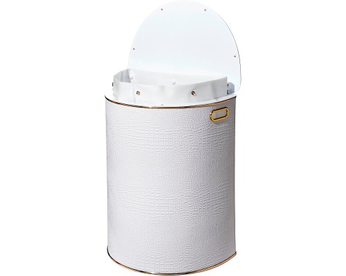 Корзина для белья Geralis KWG-O Croco Белая, кант Золото, полукруглая