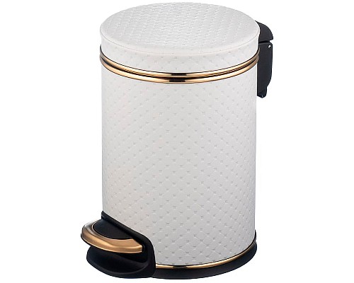 Ведро для мусора Geralis V-PWG-M Punto Белое, кант Золото, 3 л