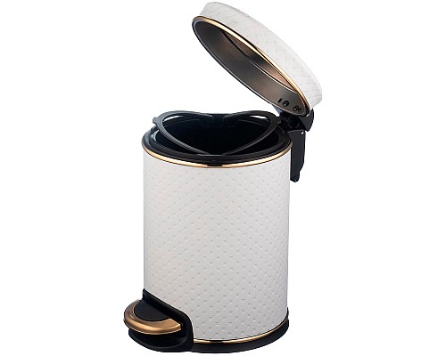 Ведро для мусора Geralis V-PWG-M Punto Белое, кант Золото, 3 л