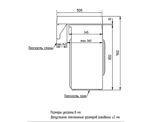 Раковина Azario Etna 60 CS00078303 на стиральную машину Белая