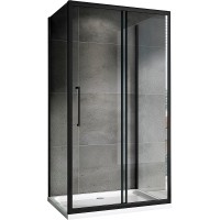 Душевой уголок Abber Schwarzer Diamant 170x50 профиль Черный стекло прозрачное