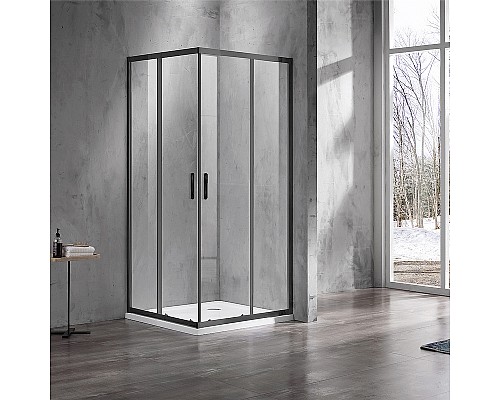 Душевой уголок Azario Milton 900x900 AZ-ND1142 900 Black профиль Черный стекло прозрачное