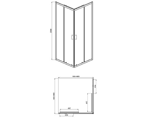 Душевой уголок Azario Milton 900x900 AZ-ND1142 900 Black профиль Черный стекло прозрачное