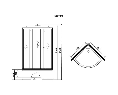 Душевая кабина Niagara Eco 80x80 E80/40/TN без гидромассажа
