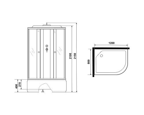 Душевая кабина Niagara Eco 120x80 L E120/80/40L/TN без гидромассажа