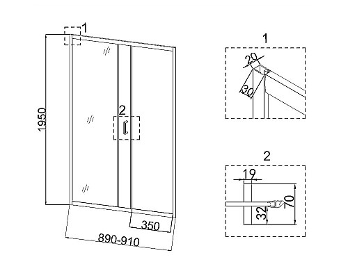 Душевая дверь Niagara Nova 90 NG-42-9AG профиль Холодное золото стекло прозрачное
