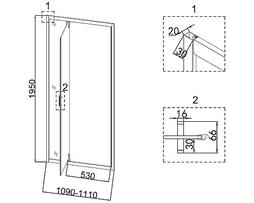 Душевая дверь Niagara Nova 110 NG-43-11AG профиль Холодное золото стекло прозрачное