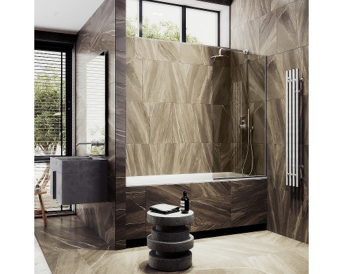 Шторка на ванну Maybah Glass MGV-250-5у 300x1400 в узком профиле Хром матовый стекло бронзовое