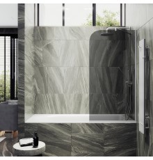 Шторка на ванну Maybah Glass 800x1400 в узком профиле Белый стекло графитовое