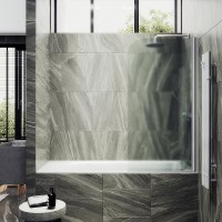 Шторка на ванну Maybah Glass 500x1400 поворотная на монопетле Белый стекло сатиновое