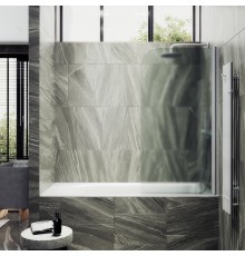 Шторка на ванну Maybah Glass 500x1400 поворотная на монопетле Белый стекло сатиновое
