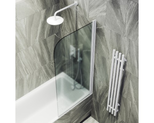 Шторка на ванну Maybah Glass 500x1400 поворотная на монопетле Белый стекло сатиновое