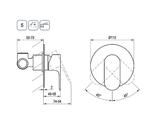 Смеситель для душа Ravak Eleganta EL 062.20BLM.O1 X070299 Черный матовый
