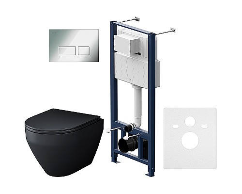 Комплект унитаза с инсталляцией AM.PM Spirit V2.0 FlashClean IS47051.701700MB с сиденьем Микролифт и клавишей смыва Хром глянцевый