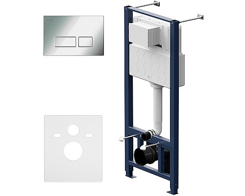 Комплект унитаза с инсталляцией AM.PM Spirit V2.0 FlashClean IS47051.701700MB с сиденьем Микролифт и клавишей смыва Хром глянцевый