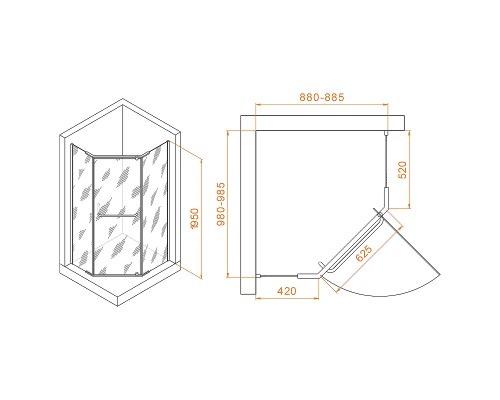 Душевой уголок RGW Passage PA-091 100x90 35089190-11 профиль Хром стекло прозрачное