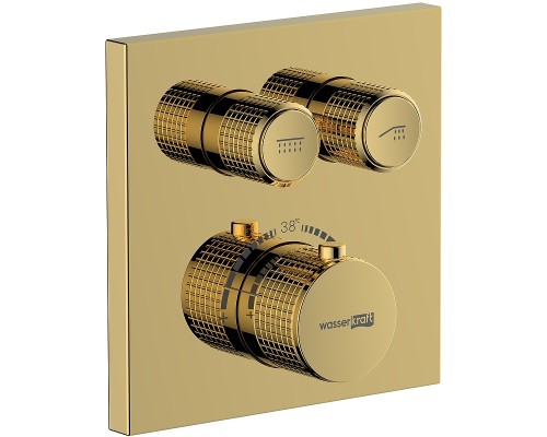Смеситель для душа WasserKRAFT Sauer 7148 Thermo с термостатом Золото глянцевое